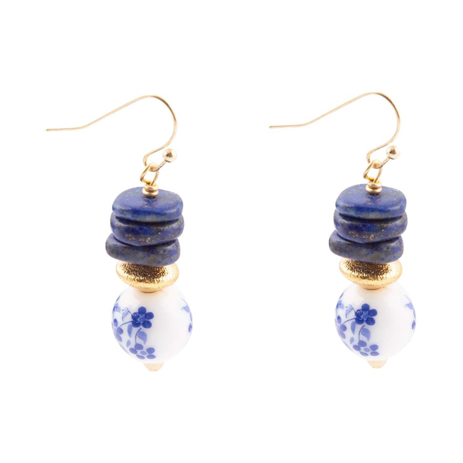 Santorini Cobalt Blue Lapis Drop Earrings Barse Jewelry