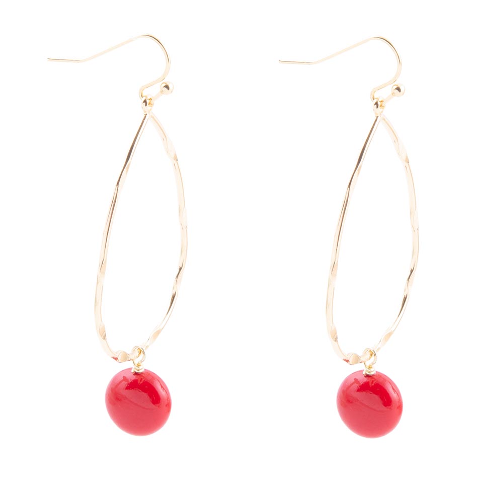 Scarsdale Red Shell Pearl Golden Drop Earrings Barse Jewelry