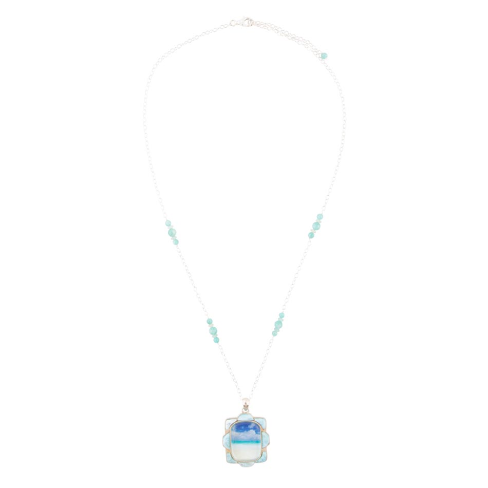 Scenic Beach Blue Larimar and Sterling Silver Pendant Necklace Barse Jewelry