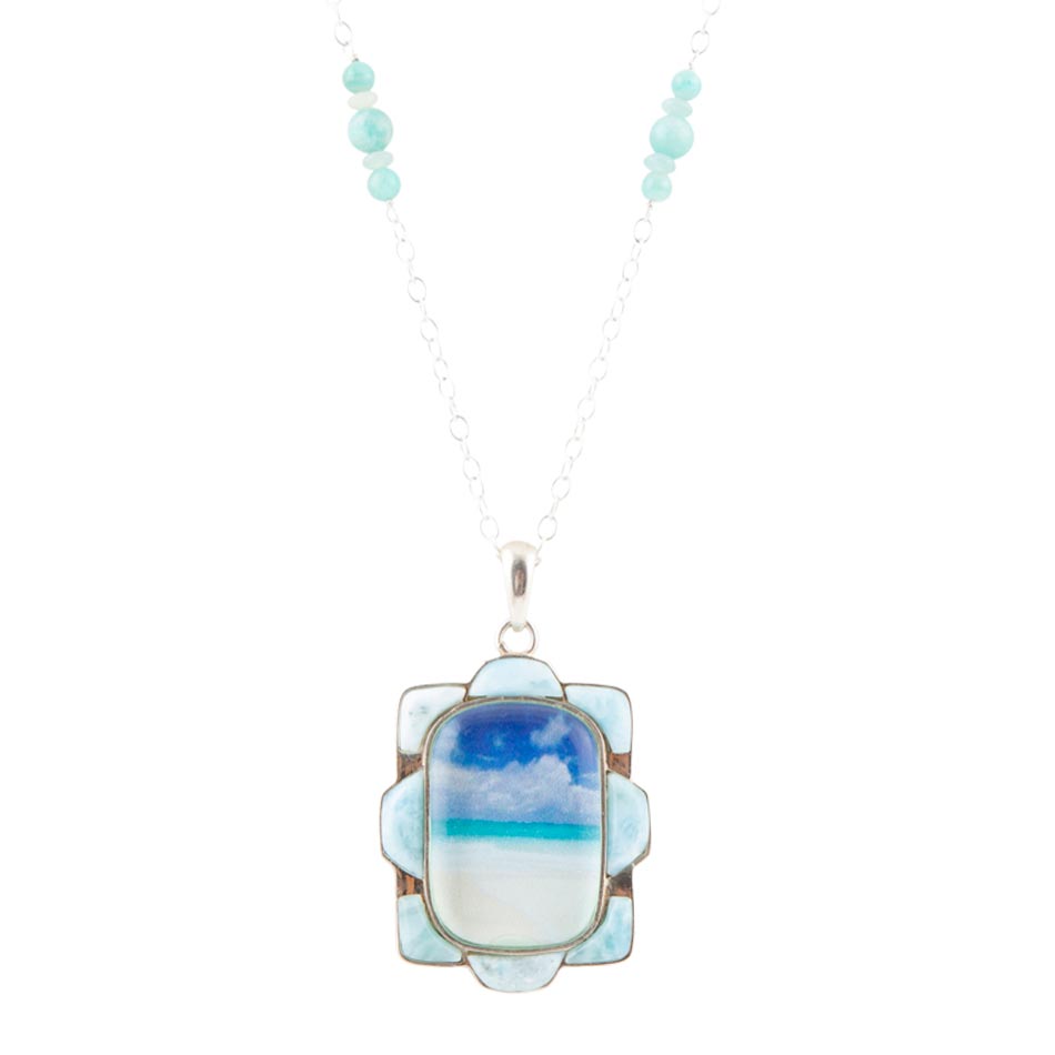 Scenic Beach Blue Larimar and Sterling Silver Pendant Necklace Barse Jewelry