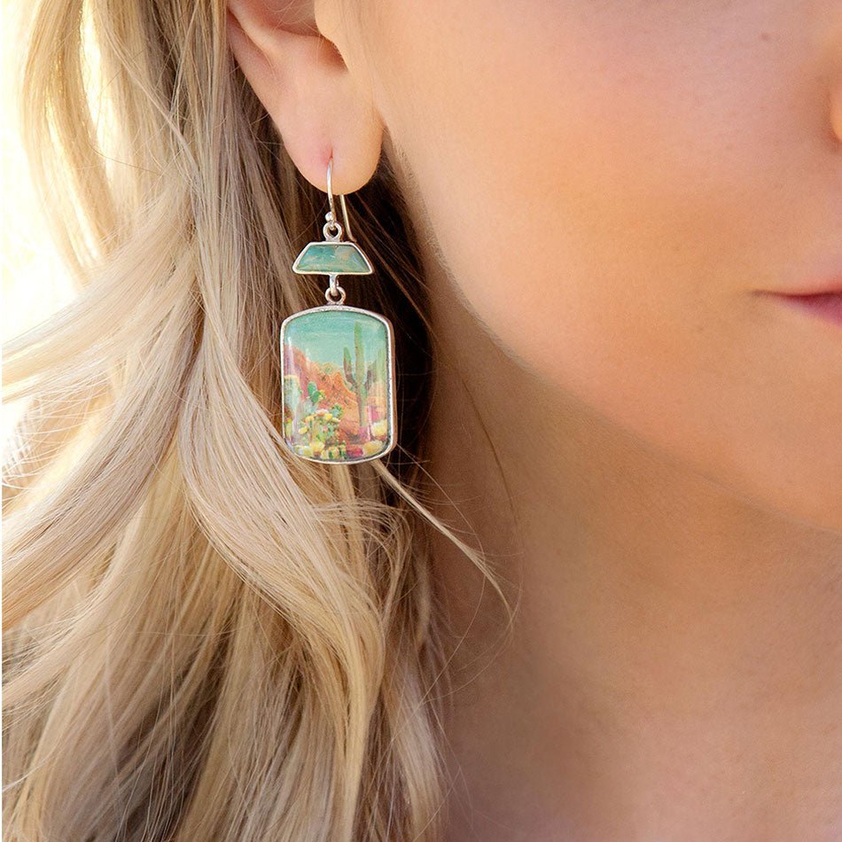 Scenic Sedona Desert Blue Turquoise Golden Drop Earrings Barse Jewelry