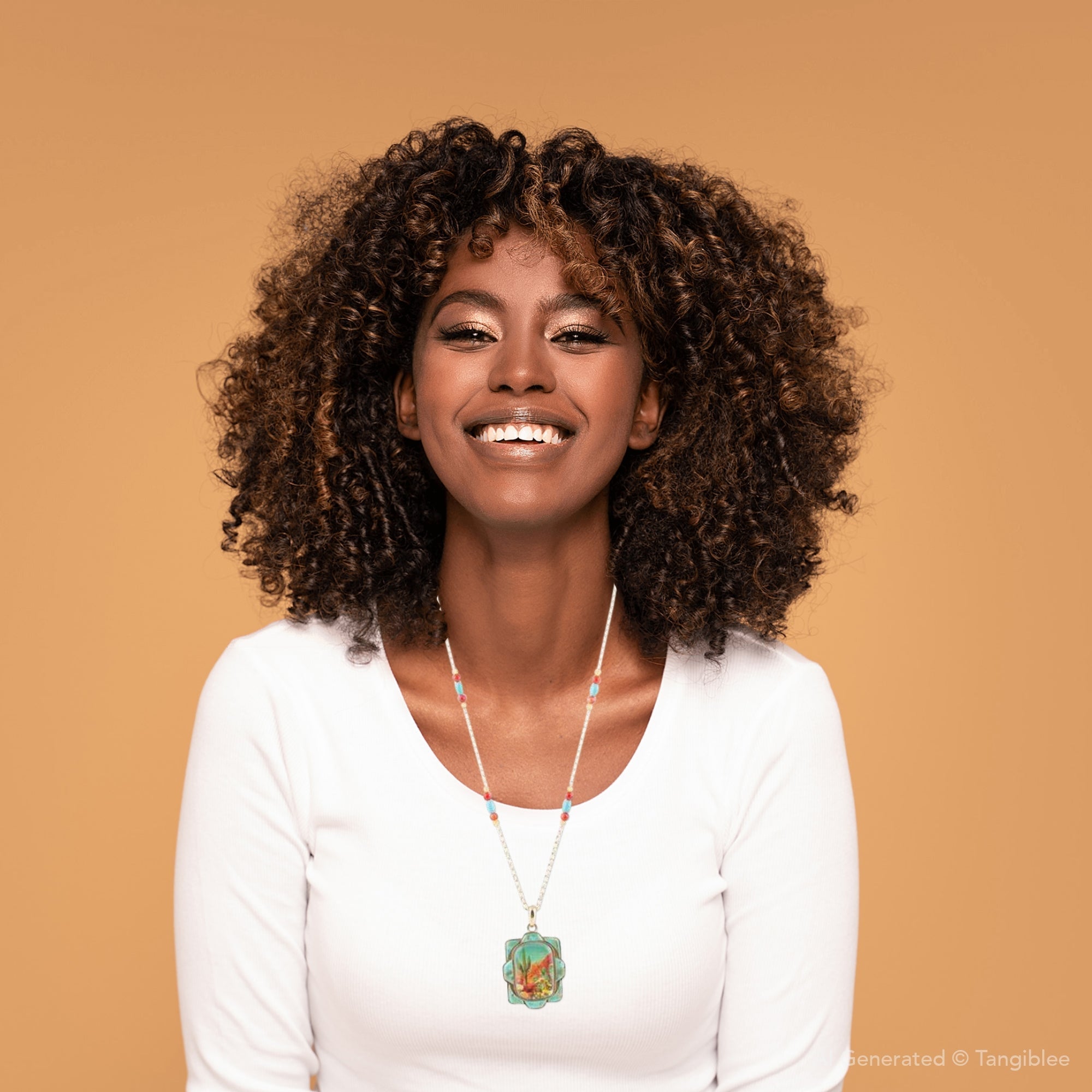 Scenic Sedona Desert Blue Turquoise Golden Pendant Necklace Barse Jewelry