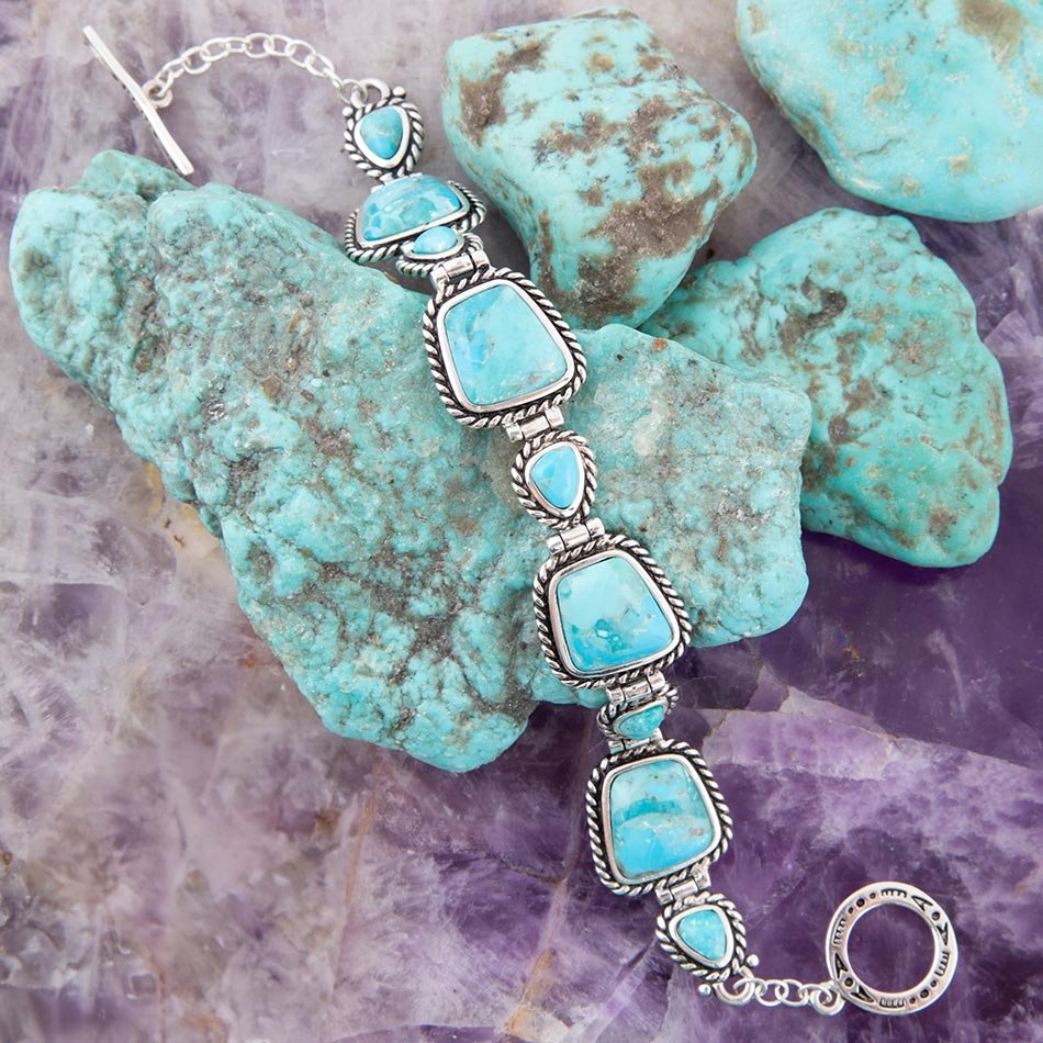 Sedona Blue Turquoise and Sterling Silver Toggle Bracelet Barse Jewelry
