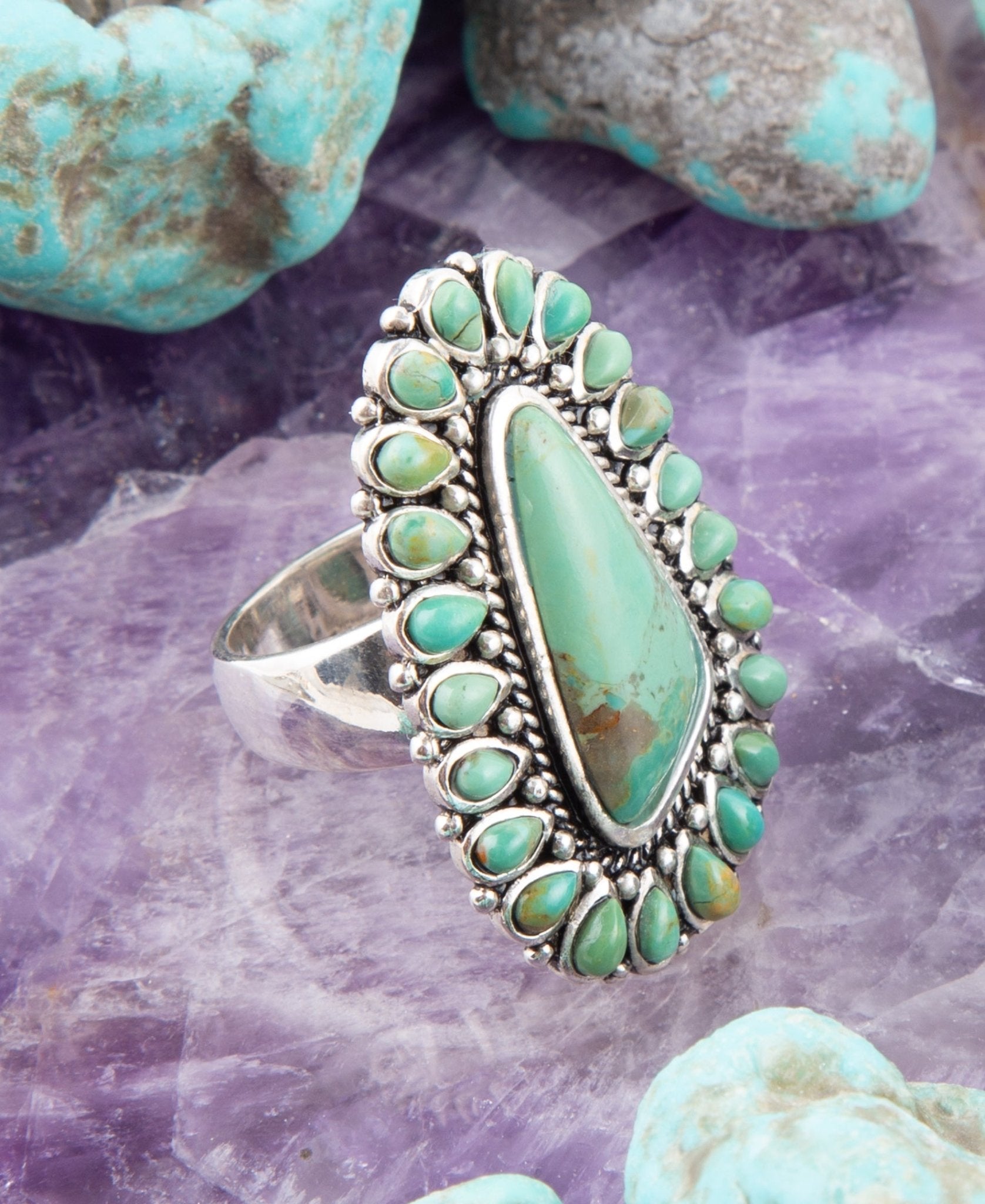 Sedona Blue Turquoise and Sterling Silver Statement Ring Barse Jewelry