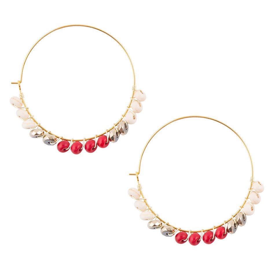Sepia Red Hoop Earrings Barse Jewelry