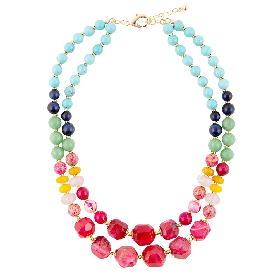 Colorful Serape Multi Stone Statement Necklace Barse Jewelry