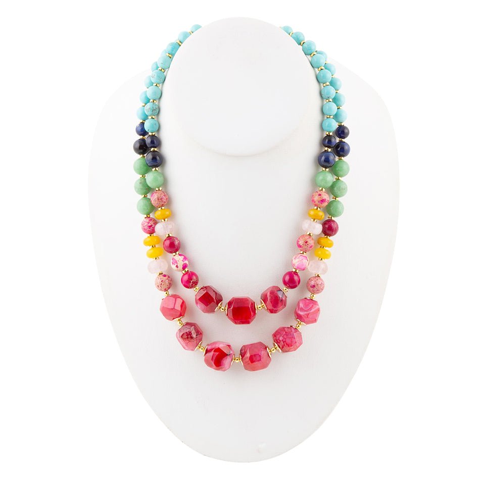 Colorful Serape Multi Stone Statement Necklace Barse Jewelry