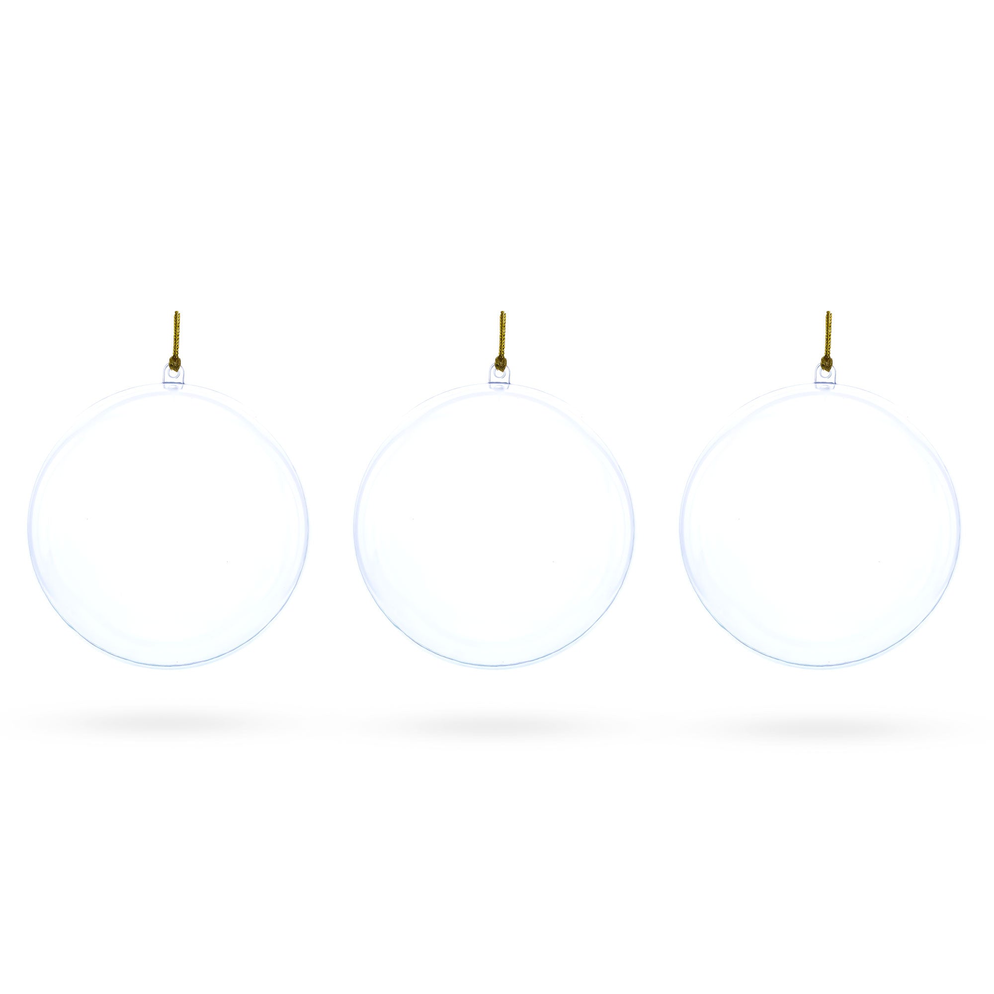 Set of 3 Clear Plastic Ball Ornaments 4.7 Inches