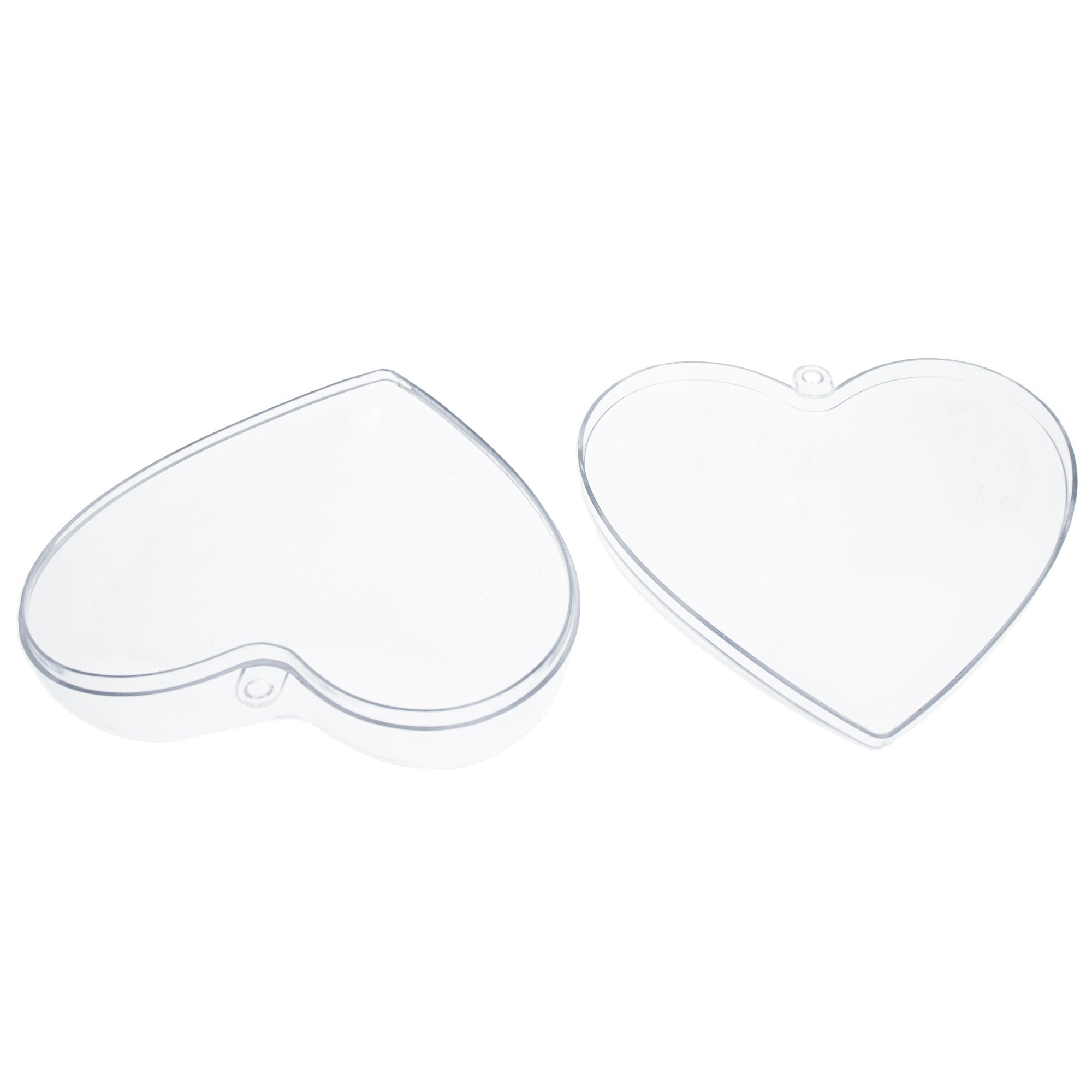 Set of 3 Clear Plastic Heart Ornaments 3.05 Inches