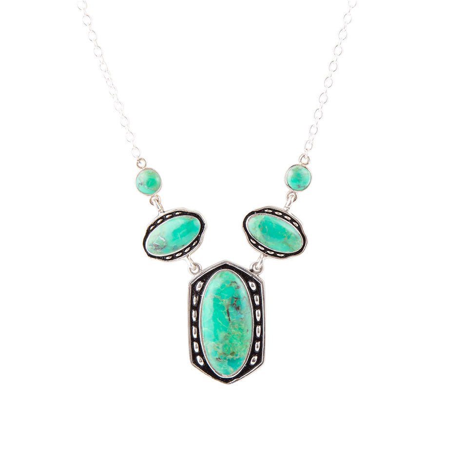 Shielded Lime Greeen Turquoise and Sterling SIlver Necklace Barse Jewelry