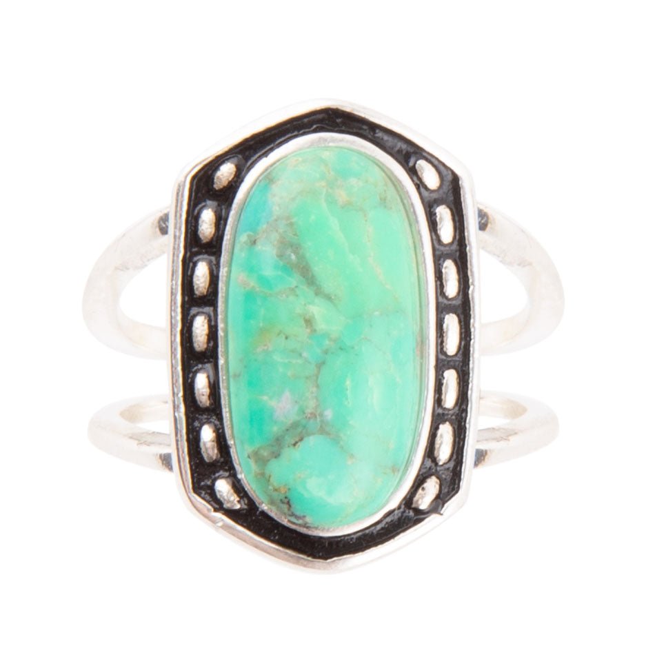 Shielded Lime Green Turquoise and Sterling Silver Ring Barse Jewelry