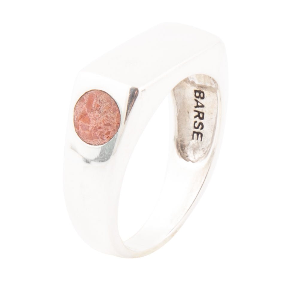 Signet Orange Sponge Coral and Sterling Silver In The Hole Ring Barse Jewelry