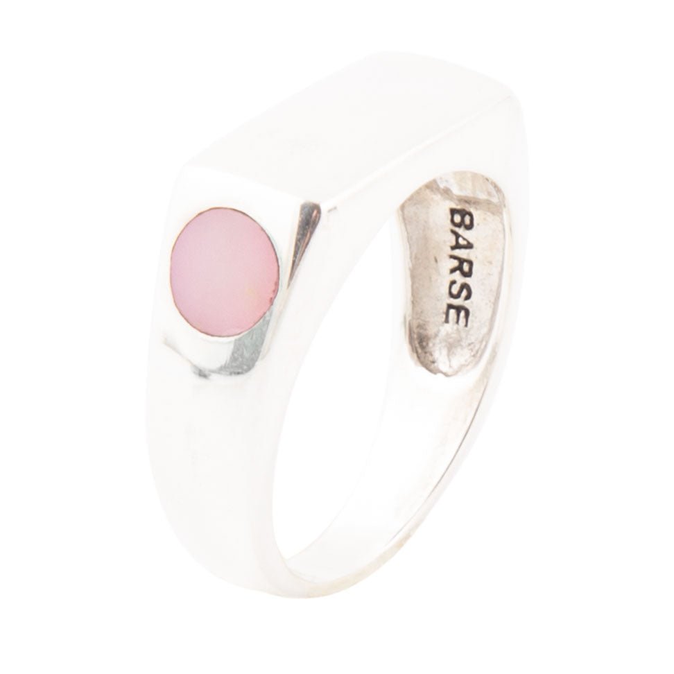Signet Pink Opal and Sterling Silver In The Hole Ring Barse Jewelry