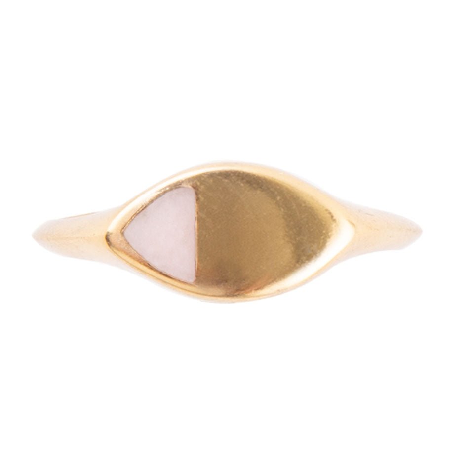 Signet Triangle Pink Opal and Bronze Ring Barse Jewelry