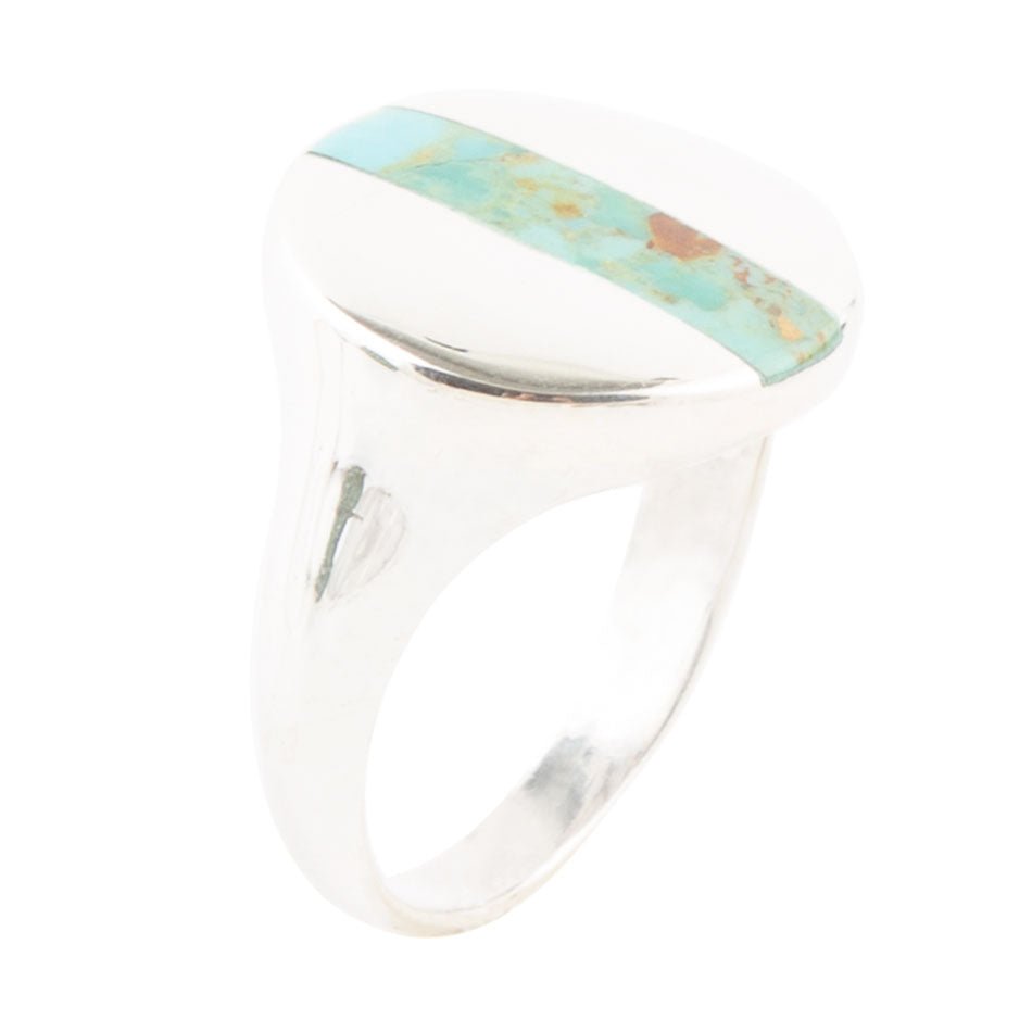 Signet Turquoise and Sterling Silver Circle Ring Barse Jewelry