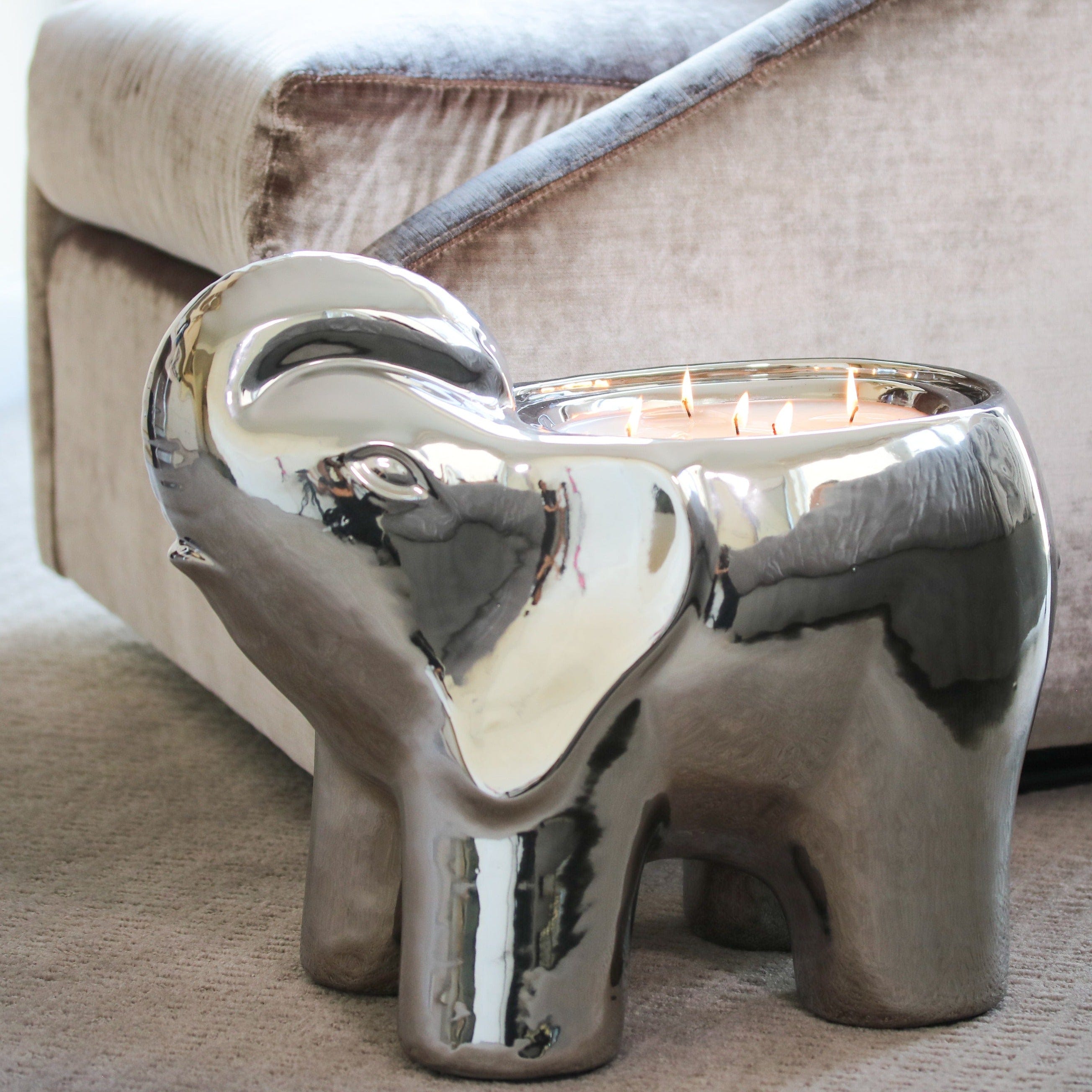Silver Grand Elephant Candle
