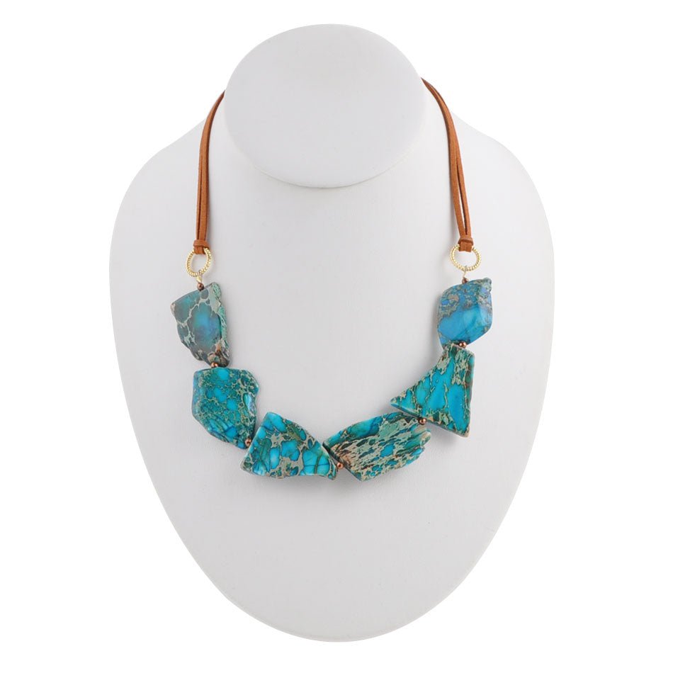 Six Score Jasper and Leather Necklace Barse Jewelry