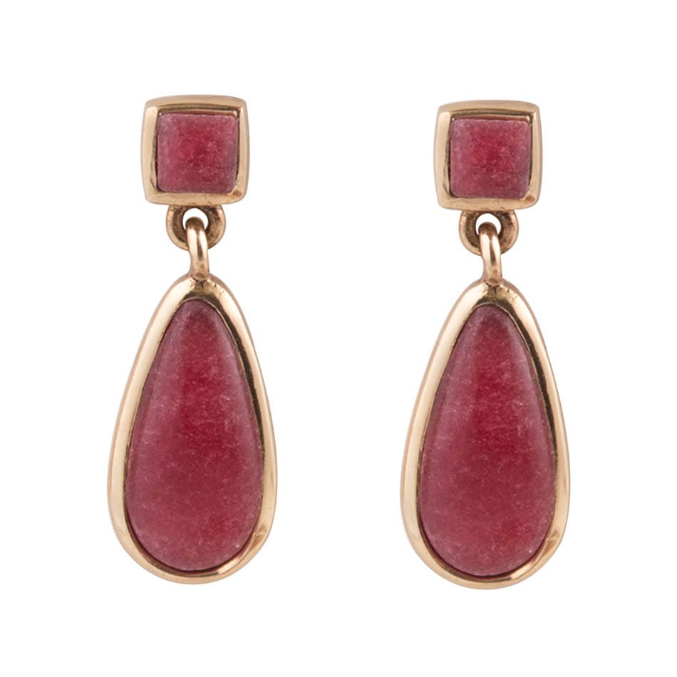 Smooth Teardrop Earrings - Ruby Quartz Barse Jewelry