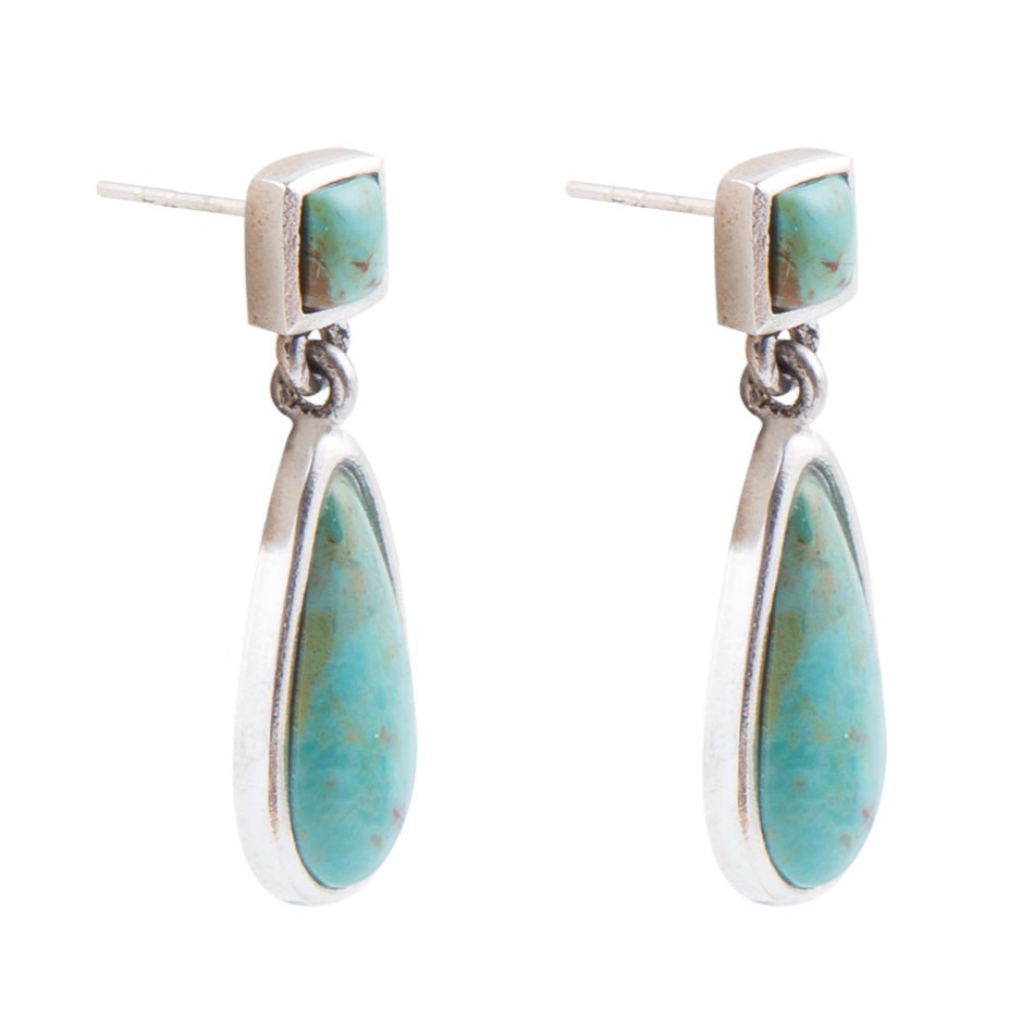 Smooth Teardrop Post Earring - Turquoise & Silver Barse Jewelry