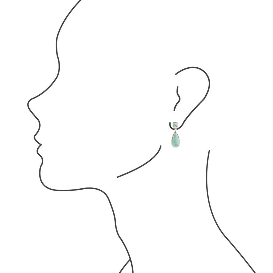 Smooth Teardrop Post Earring - Turquoise & Silver Barse Jewelry