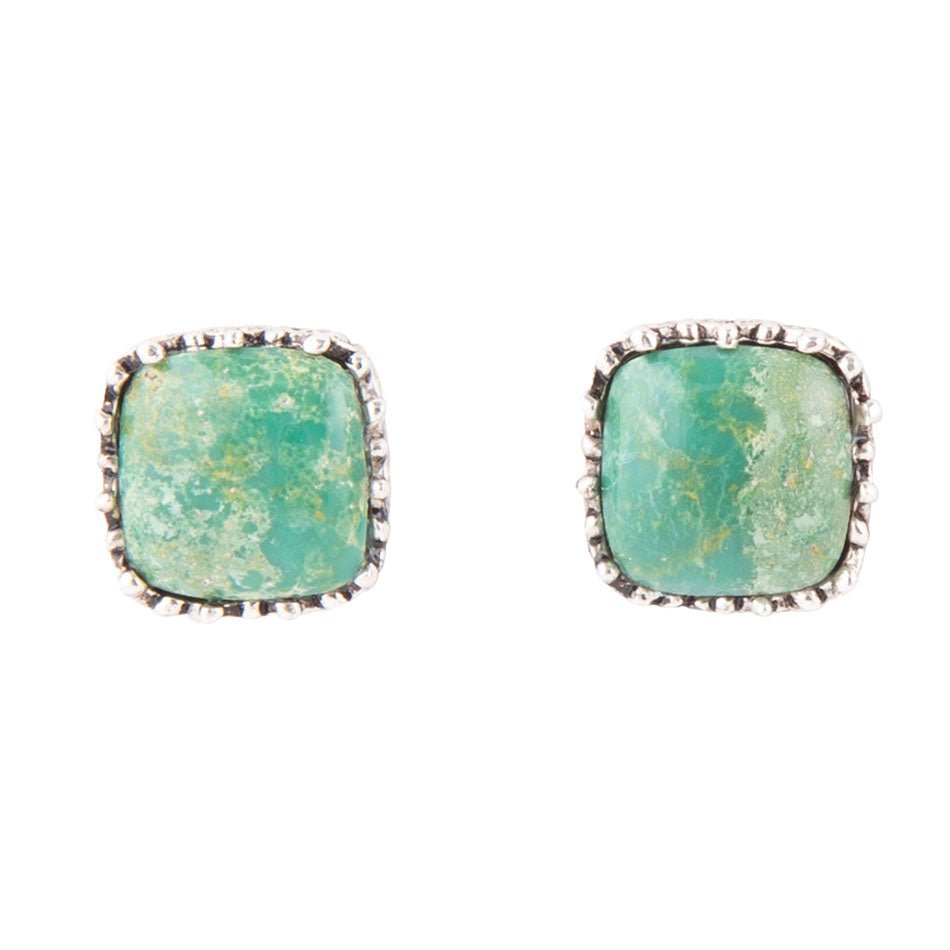 Squared Up Green Turquoise and Sterling Silver Stud Earrings Barse Jewelry