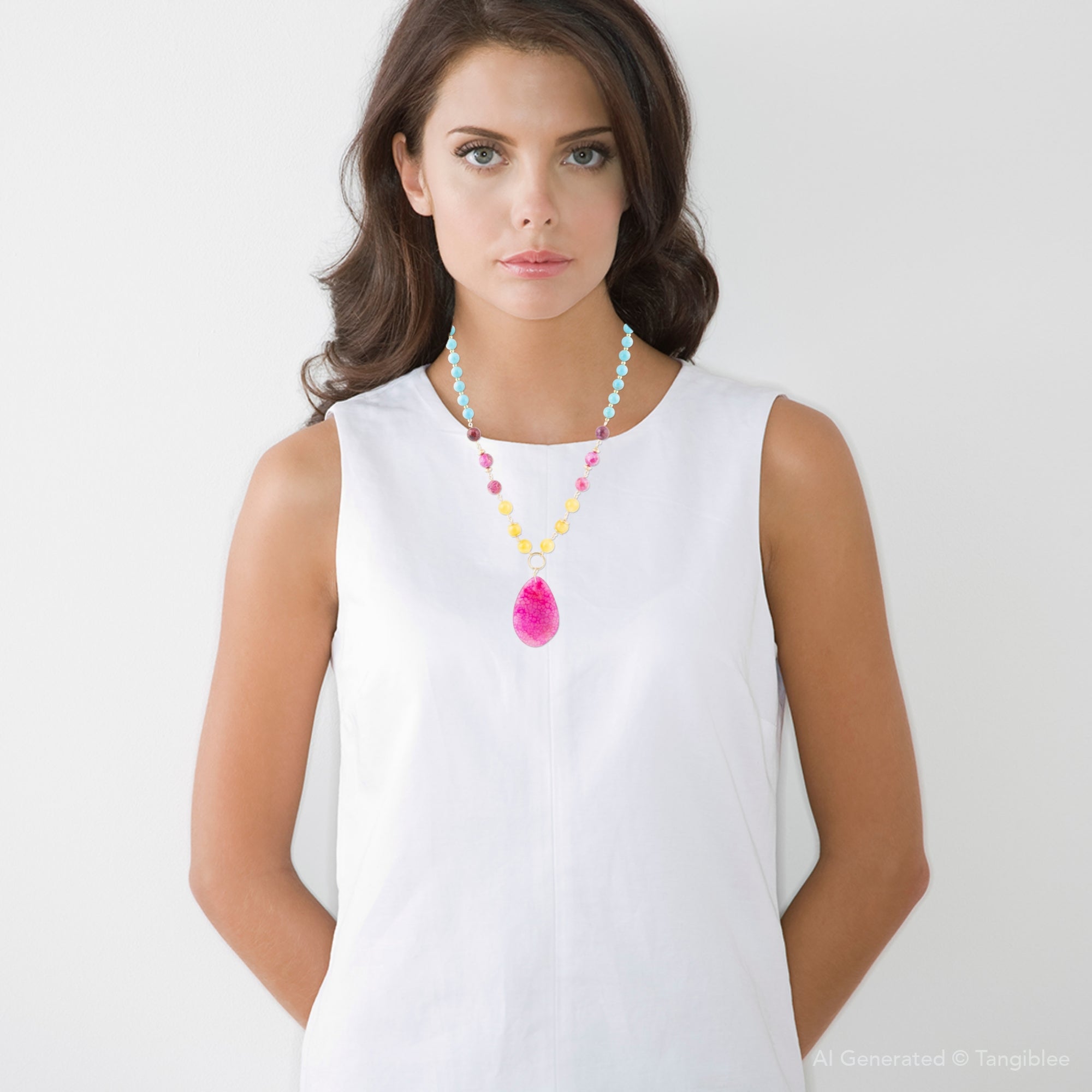 St. Augustine Pink Agate Golden Pendant Necklace Barse Jewelry