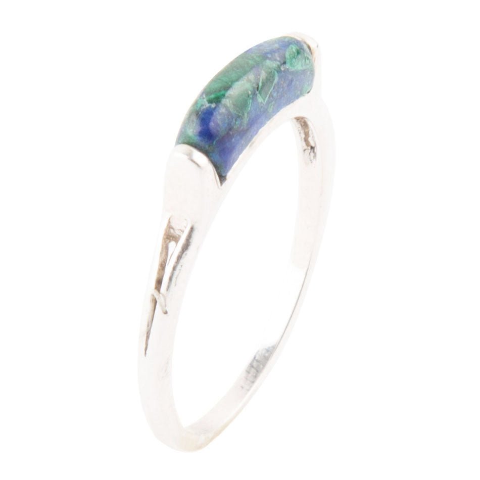 Stackable Blue and Green Azurite Sterling Silver Ring Barse Jewelry