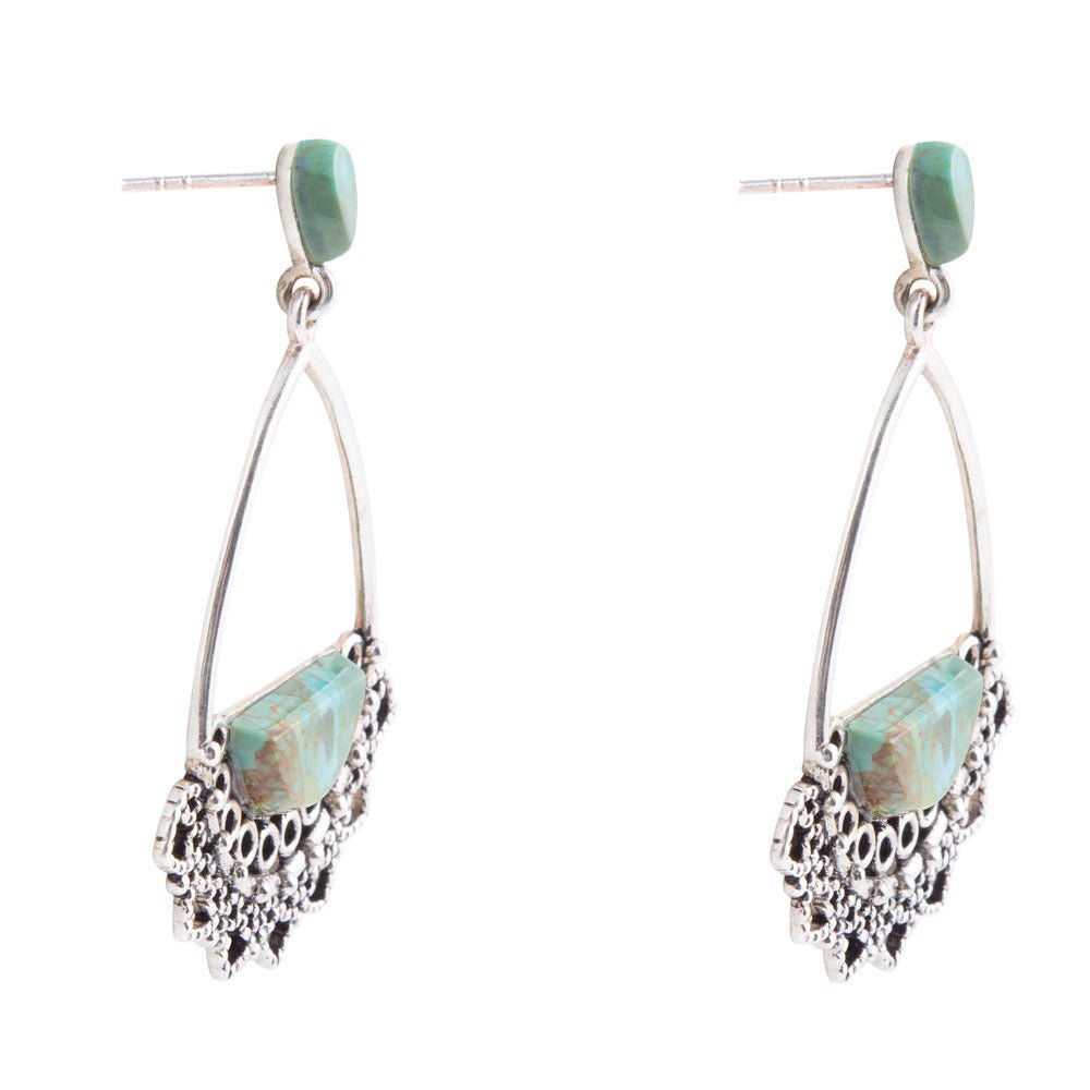 Sterling Silver Lace and Turquoise Earrings Barse Jewelry