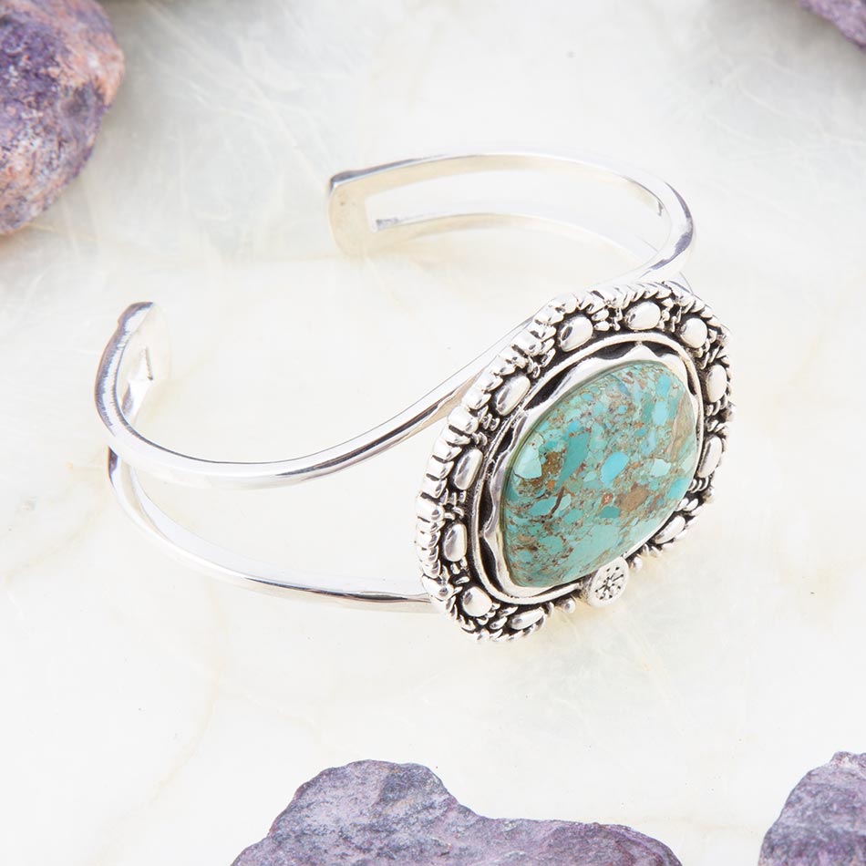 Sterling Silver and Blue Turquoise Cuff Bracelet Barse Jewelry
