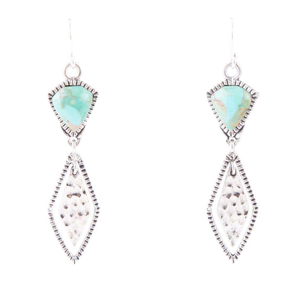 Sterling Silver and Turquoise Shield Drop Earrings Barse Jewelry
