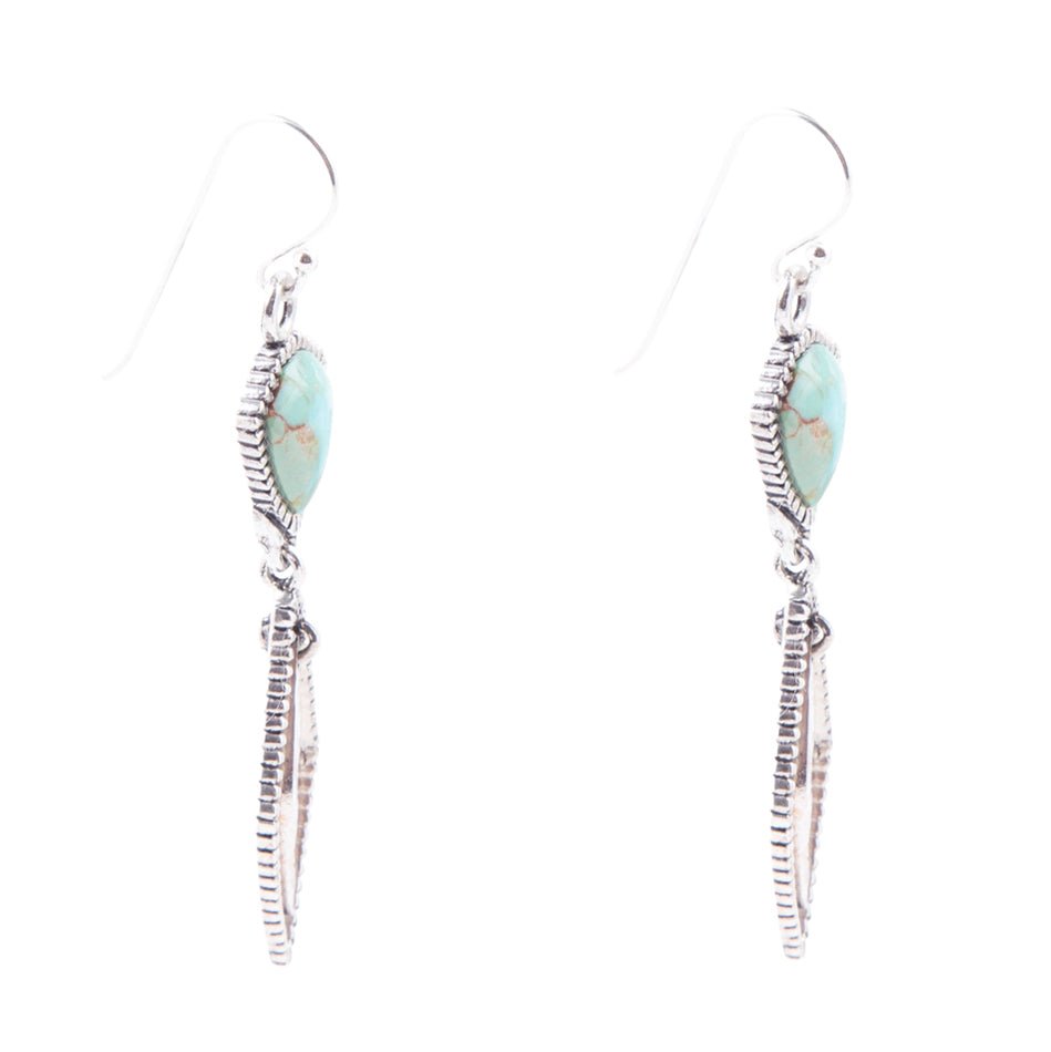 Sterling Silver and Turquoise Shield Drop Earrings Barse Jewelry