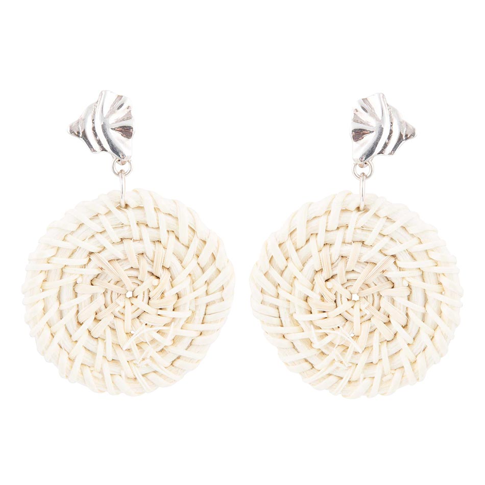 Sterling Silver Tan Rattan Statement Earrings Barse Jewelry
