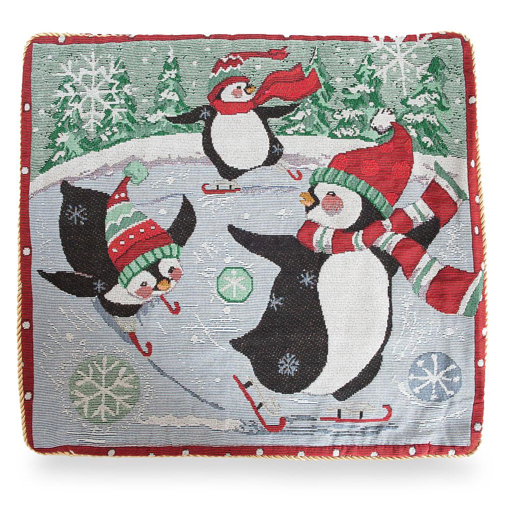 Set of 2 Skating Penguins Christmas Throw Pillow Covers BestPysanky
