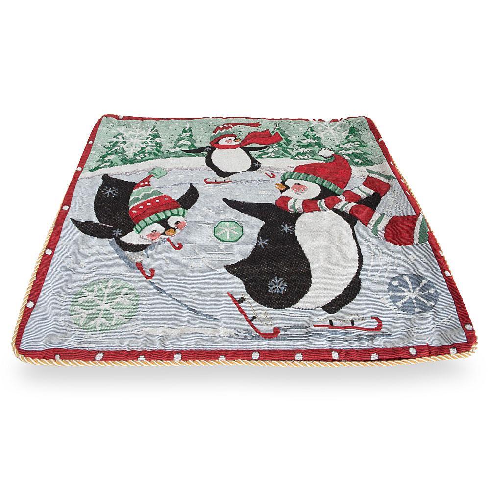 Set of 2 Skating Penguins Christmas Throw Pillow Covers BestPysanky