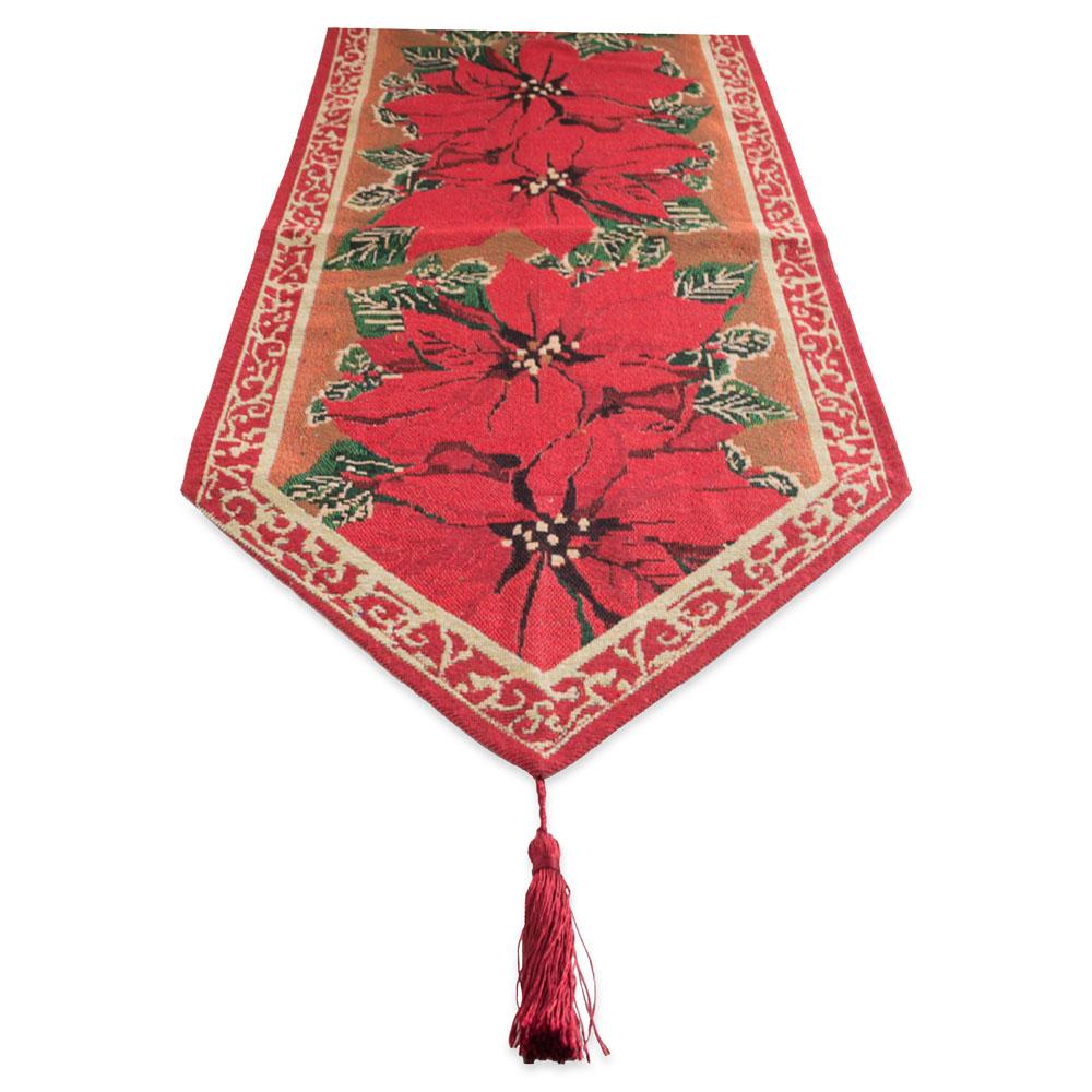 Poinsettia Flowers Christmas Tablecloth Holiday Runner 75 Inches BestPysanky