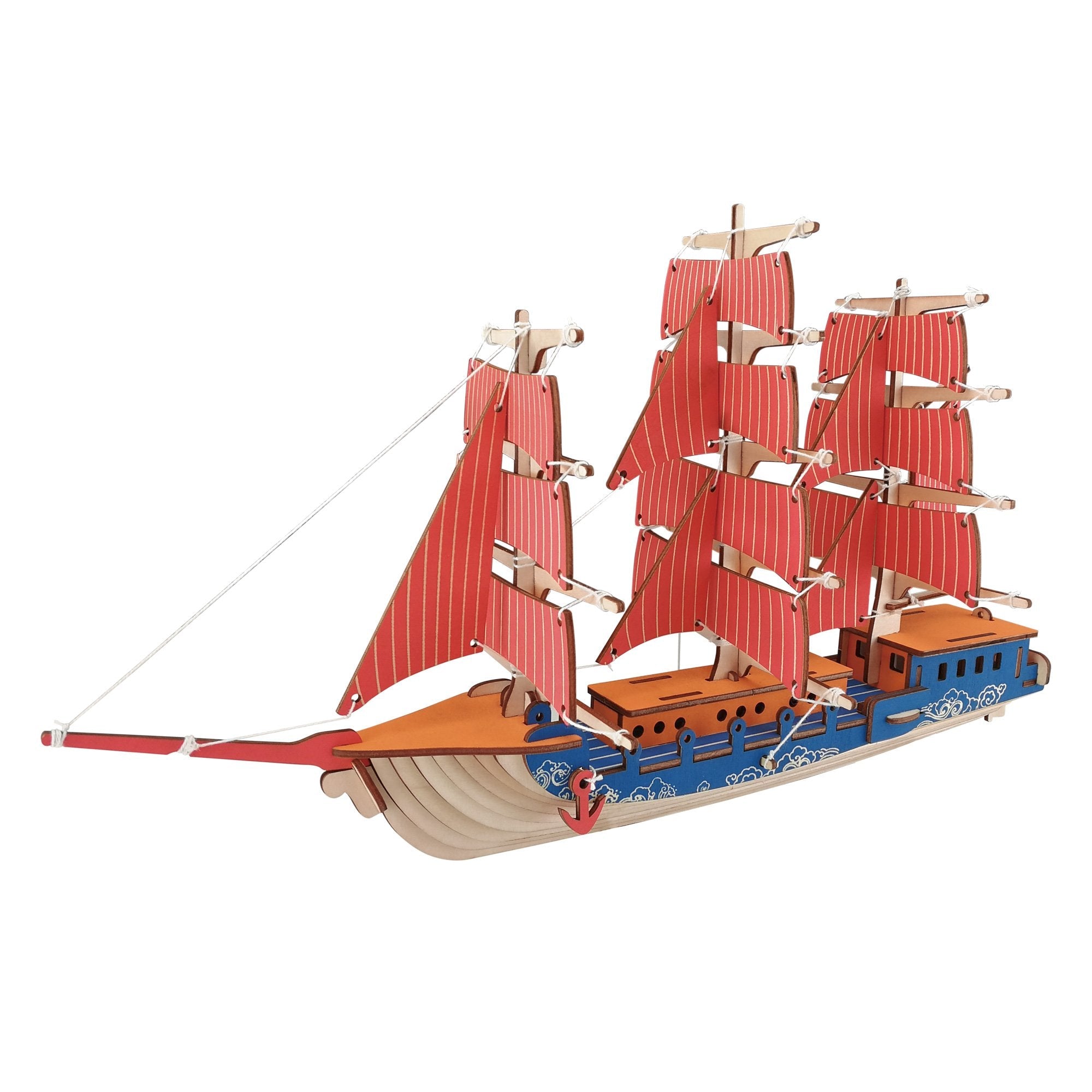 Sailing Ship Model Kit - Wooden Laser-Cut 3D Puzzle (77 Pcs) BestPysanky