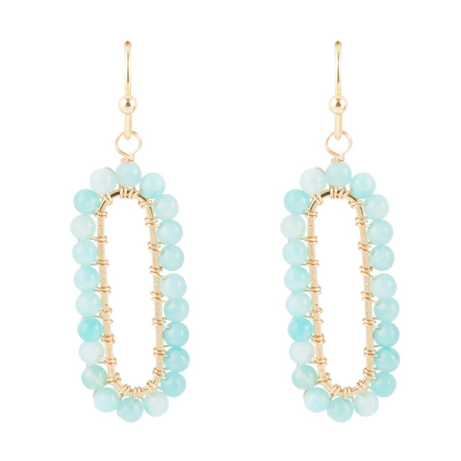 Teal Agate Endless Loop Earrings Barse Jewelry