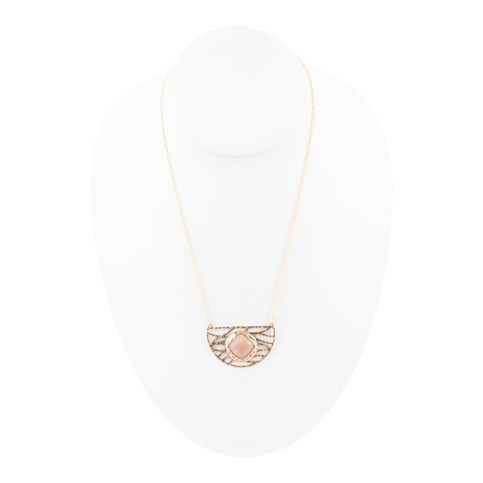 Terra Pink Peach Moonstone and Golden Bronze Necklace Barse Jewelry