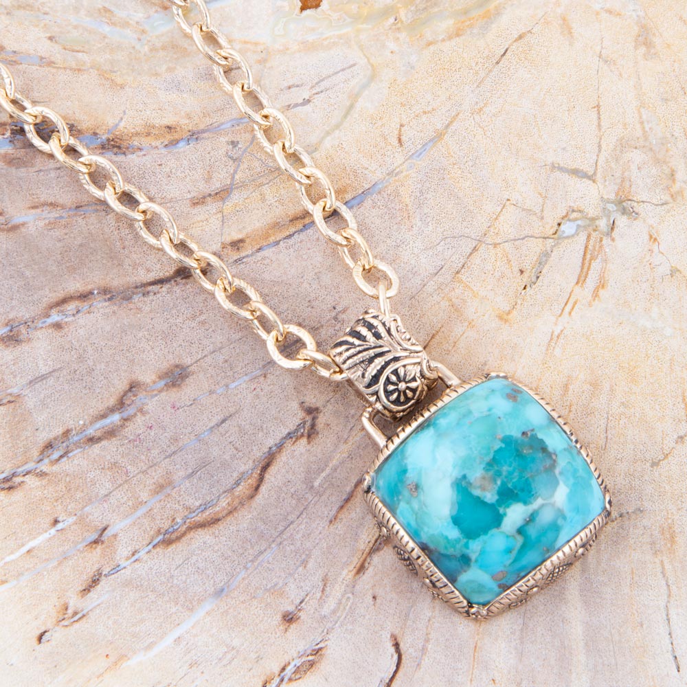 Three Turquoise Stone Necklace Barse Jewelry