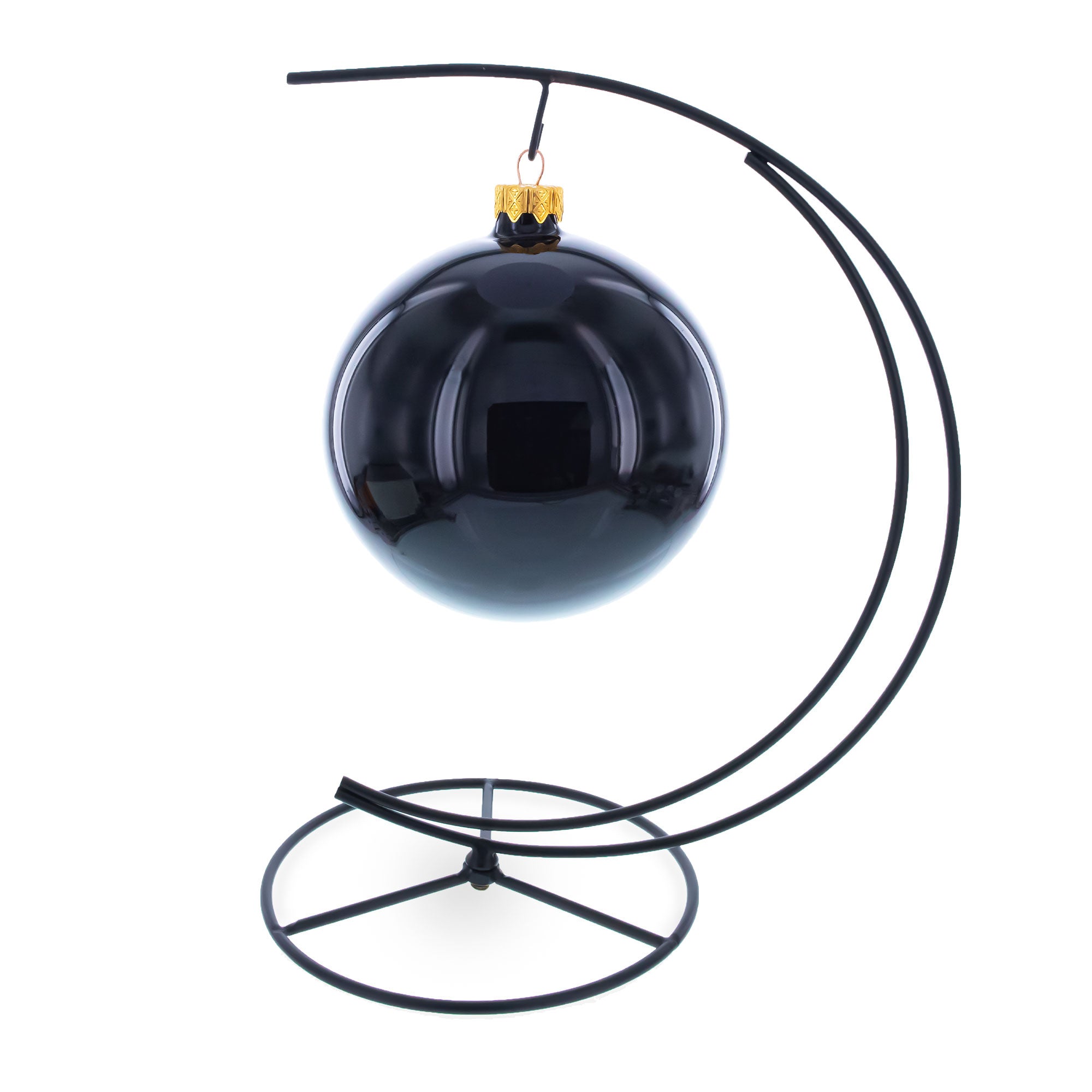 Double Curve Crescent Black Metal Photo Picture Frame and Ornament Display Stand 9.25 Inches