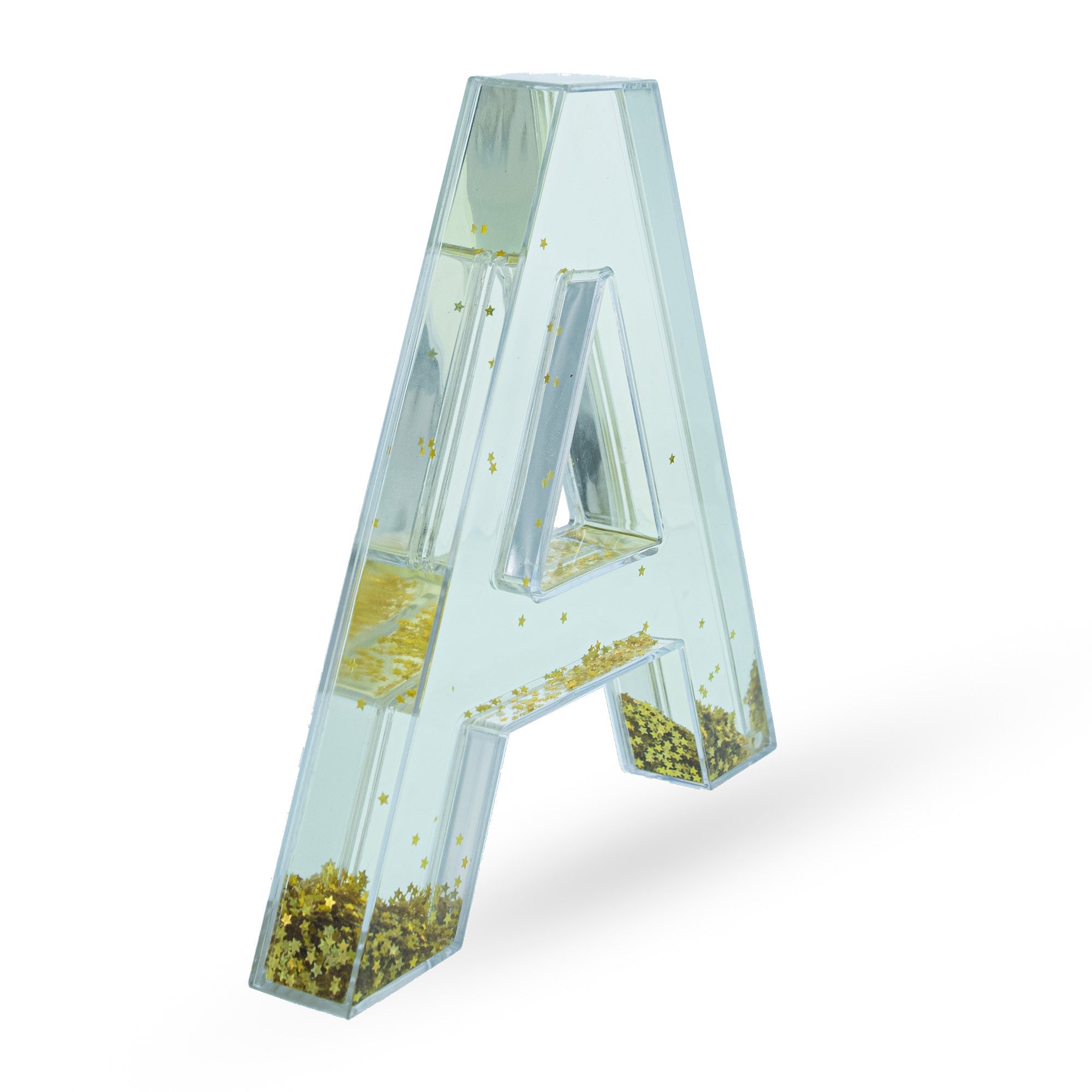 Letter A Glitter-Filled Acrylic Snow Globe