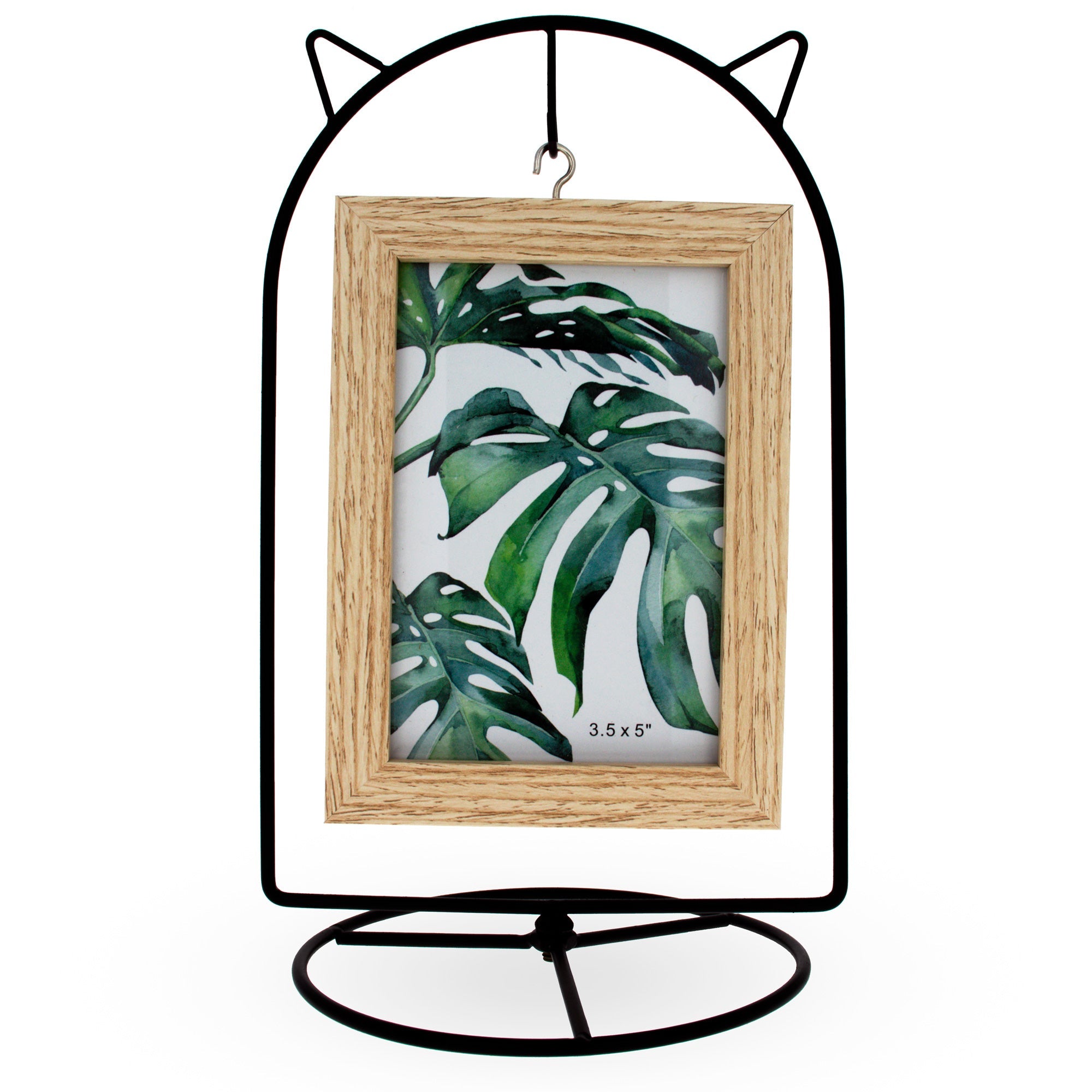 Black Cat Hanging Photo Picture Frame and Metal Ornament Stand 9.25 Inches