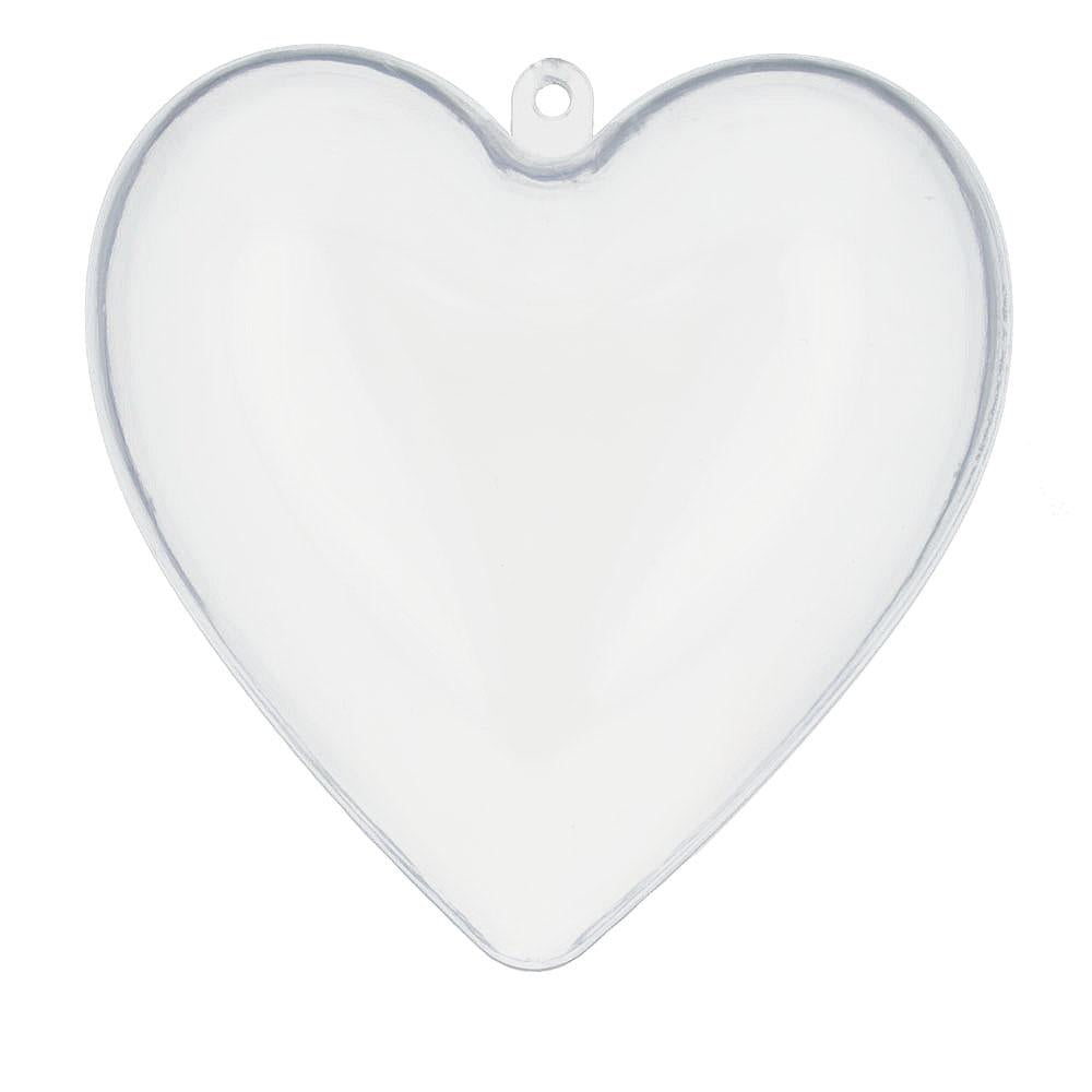 Set of 6 Clear Plastic Heart Ornaments DIY Craft 3 Inches