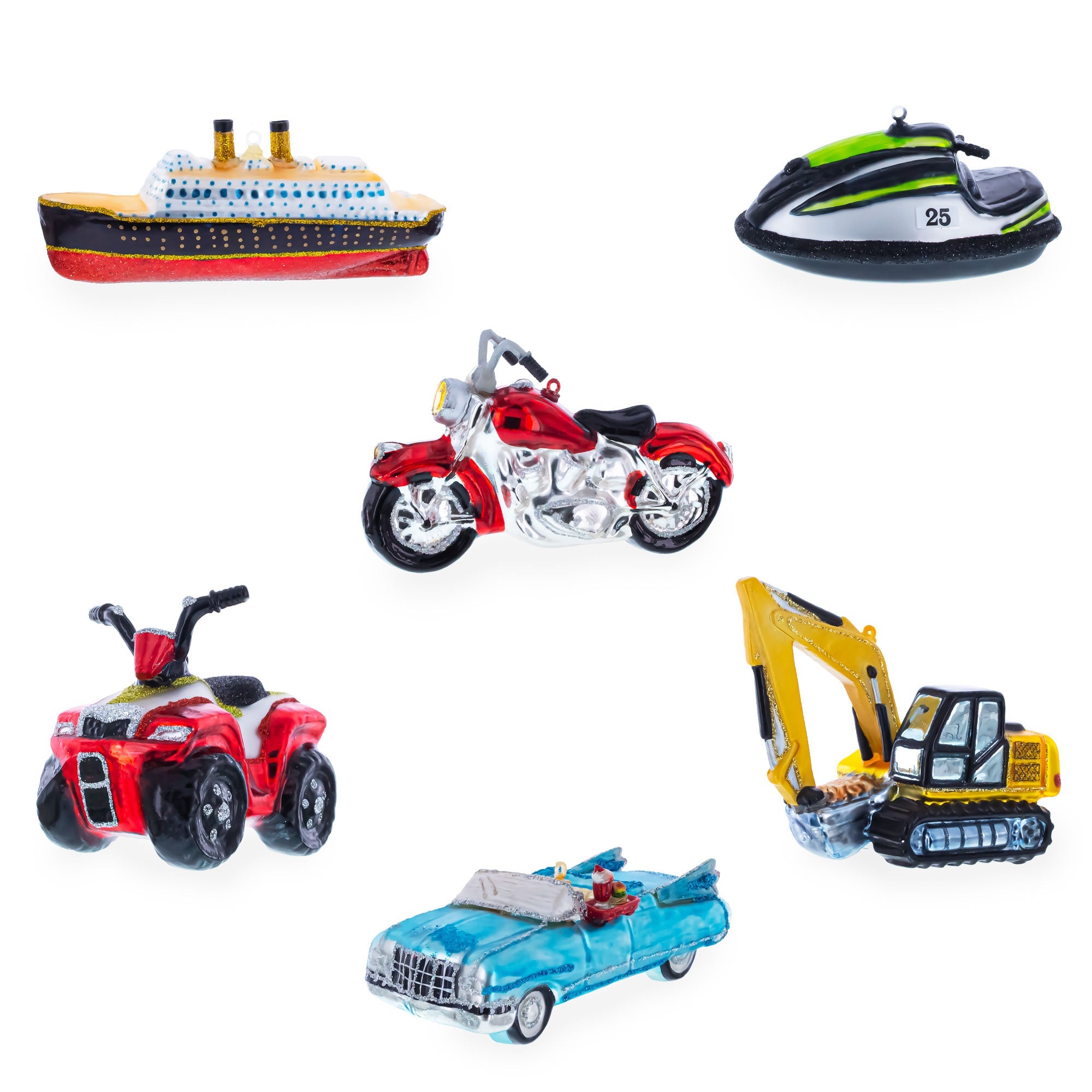 Wheel Excavator Glass Christmas Ornament