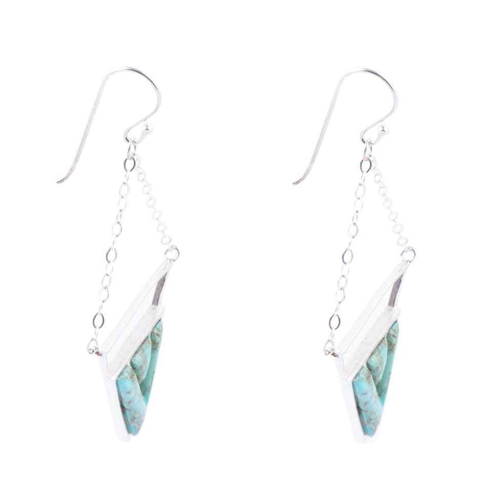 Trapeze Blue Turquoise and Sterling Silver Earrings Barse Jewelry
