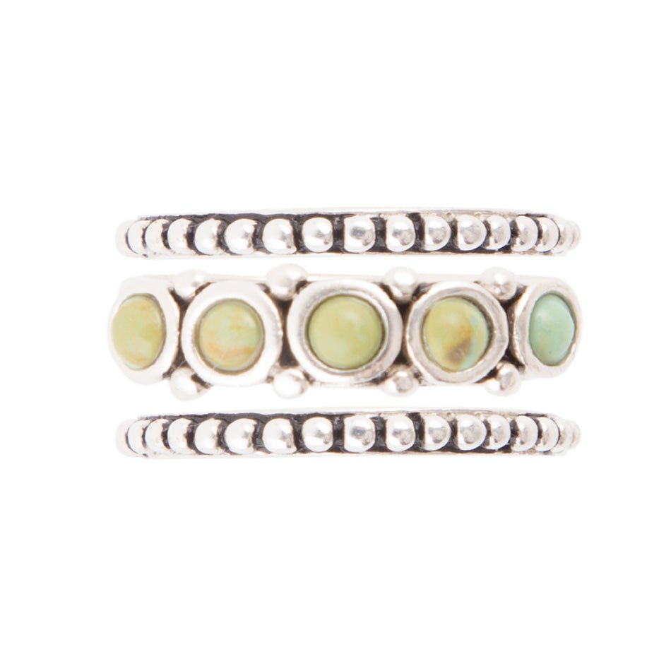 Triple Play Blue Turquoise and Sterling Silver Stack Ring Barse Jewelry