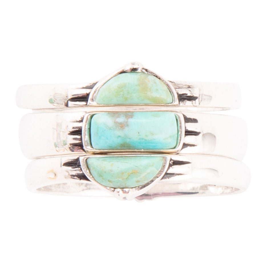 Triple Stack Shaped Turquoise and Sterling Silver Ring Set Barse Jewelry