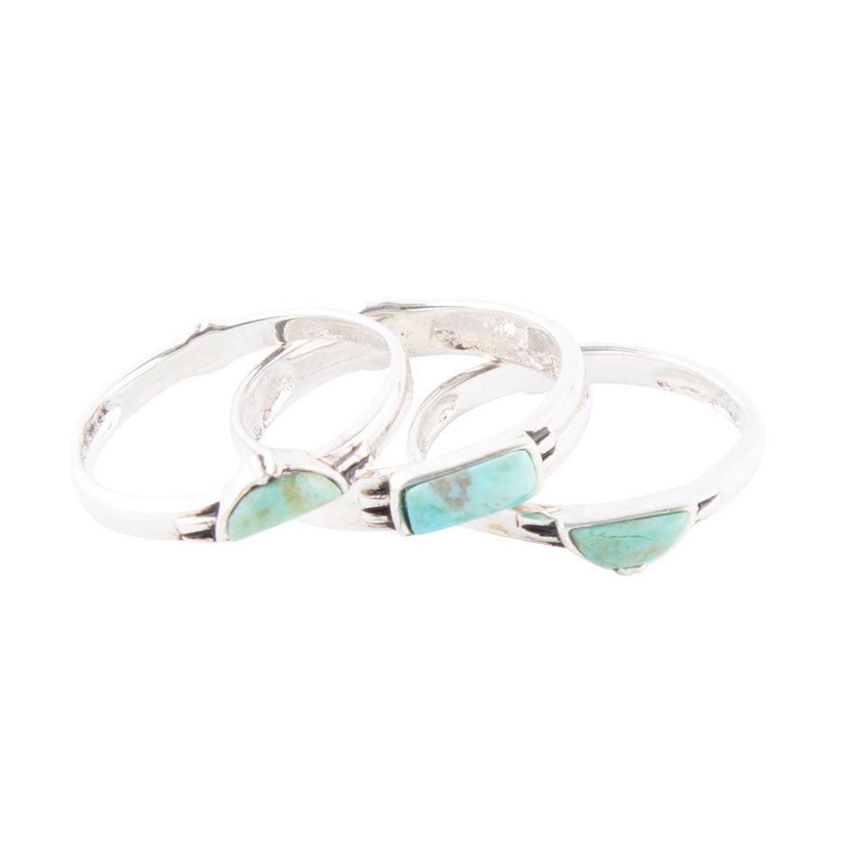 Triple Stack Shaped Turquoise and Sterling Silver Ring Set Barse Jewelry
