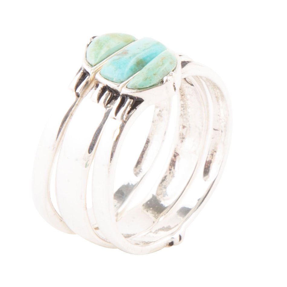 Triple Stack Shaped Turquoise and Sterling Silver Ring Set Barse Jewelry
