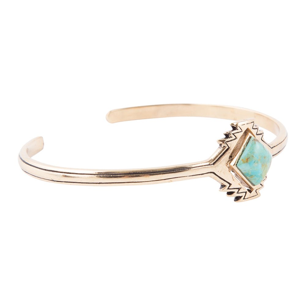 Blue Turquoise Aztec Golden Cuff Bracelet Barse Jewelry